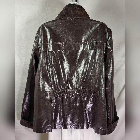 ZENERGY by CHICO'S Dark Brown Smooth Reptile Jacket - Size 3 or Size XL - Picture 2 of 6